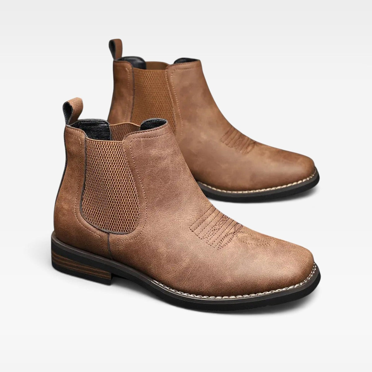 Instapbare chelsea boots heren met stretch zijpanelen en blokhak
