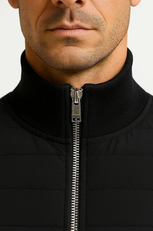 Harrington Oxford | Men's Jacket Hybrid Quilted Knitted Sleeves Polyester Cotton Harrington Oxford