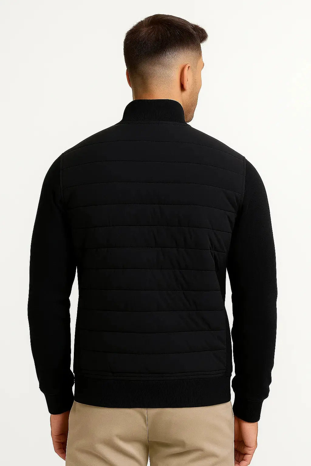 Harrington Oxford | Men's Jacket Hybrid Quilted Knitted Sleeves Polyester Cotton Harrington Oxford