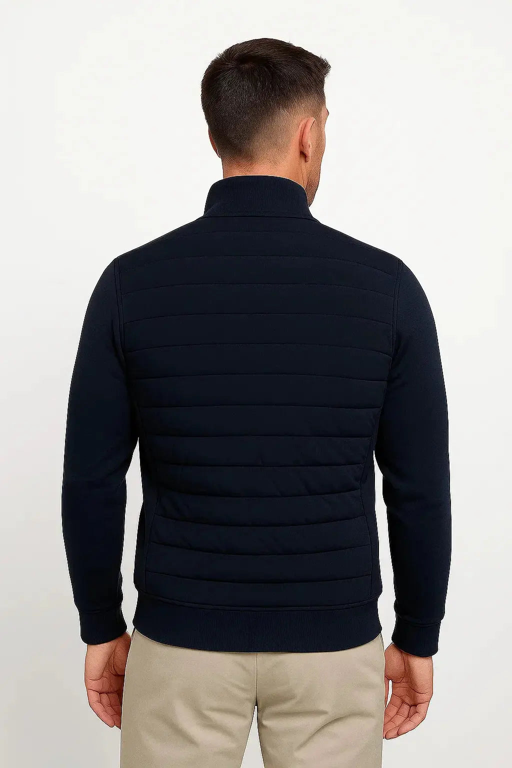 Harrington Oxford | Men's Jacket Hybrid Quilted Knitted Sleeves Polyester Cotton Harrington Oxford