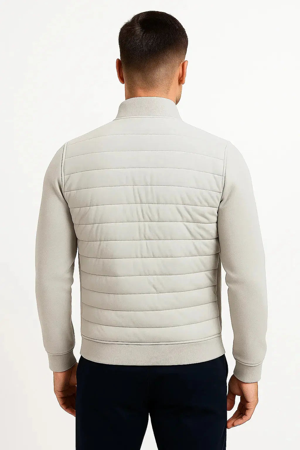 Harrington Oxford | Men's Jacket Hybrid Quilted Knitted Sleeves Polyester Cotton Harrington Oxford