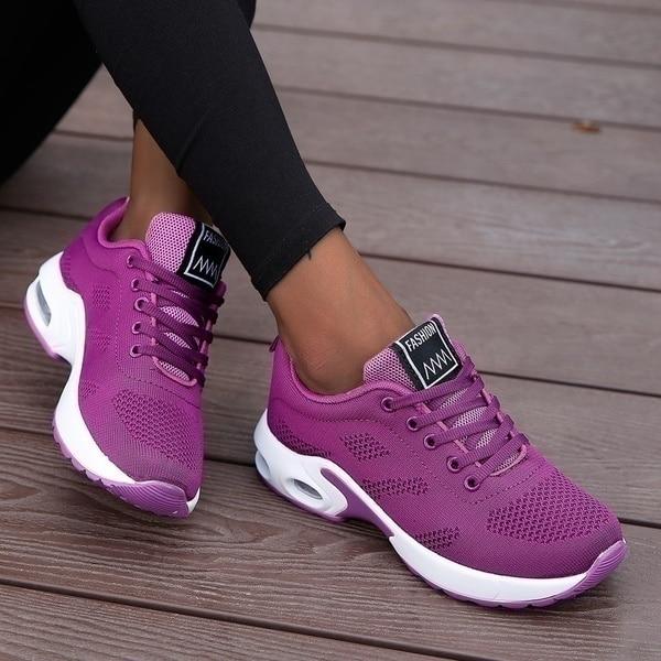 Sportschoenen dames met veters en luchtkussen zool
