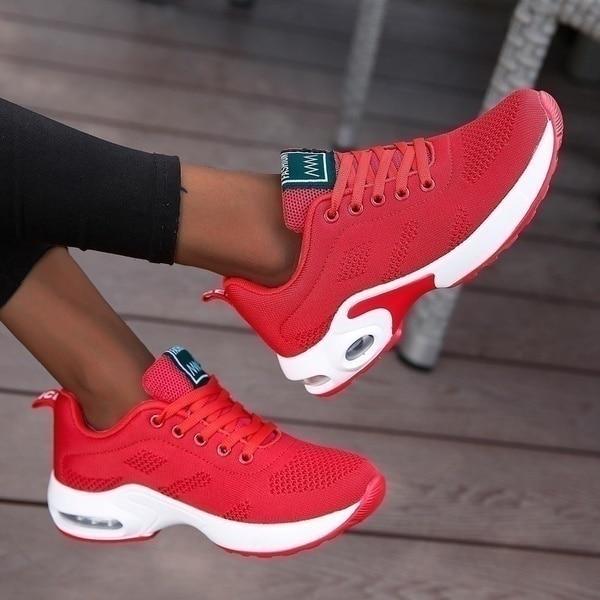 Sportschoenen dames met veters en luchtkussen zool