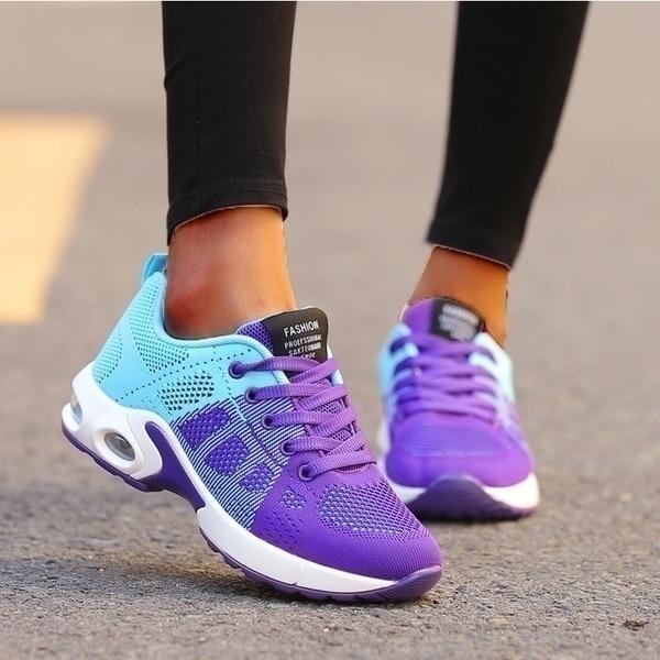 Sportschoenen dames met veters en luchtkussen zool