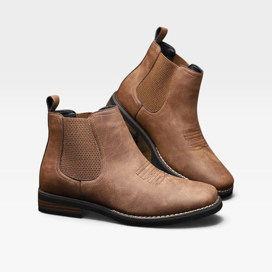 Instapbare chelsea boots heren met stretch zijpanelen en blokhak