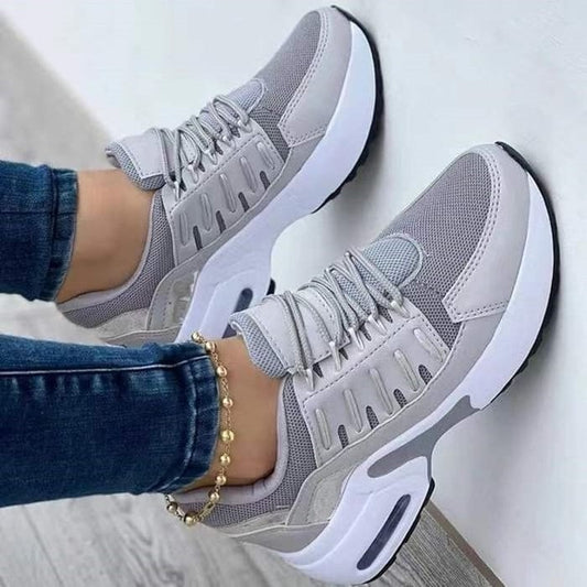 Chunky sneakers dames met veters en luchtkussen plateauzool