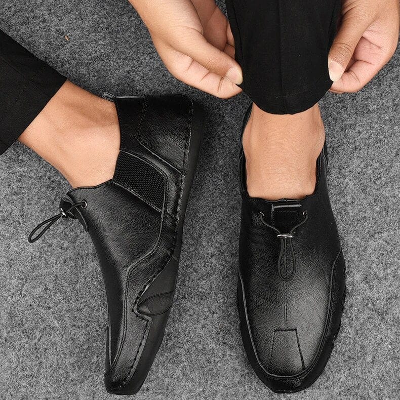 Instappers heren met elastisch trekkoord en mocassin stiksel