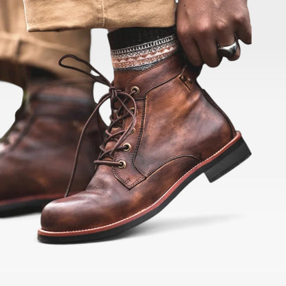 Veterboots heren enkellaarzen met gespdetail en blokhak
