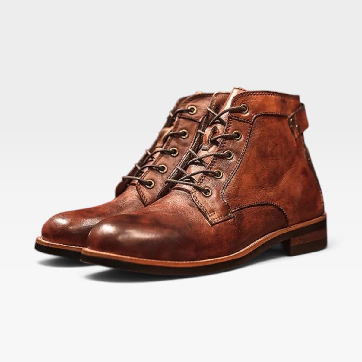 Veterboots heren enkellaarzen met gespdetail en blokhak