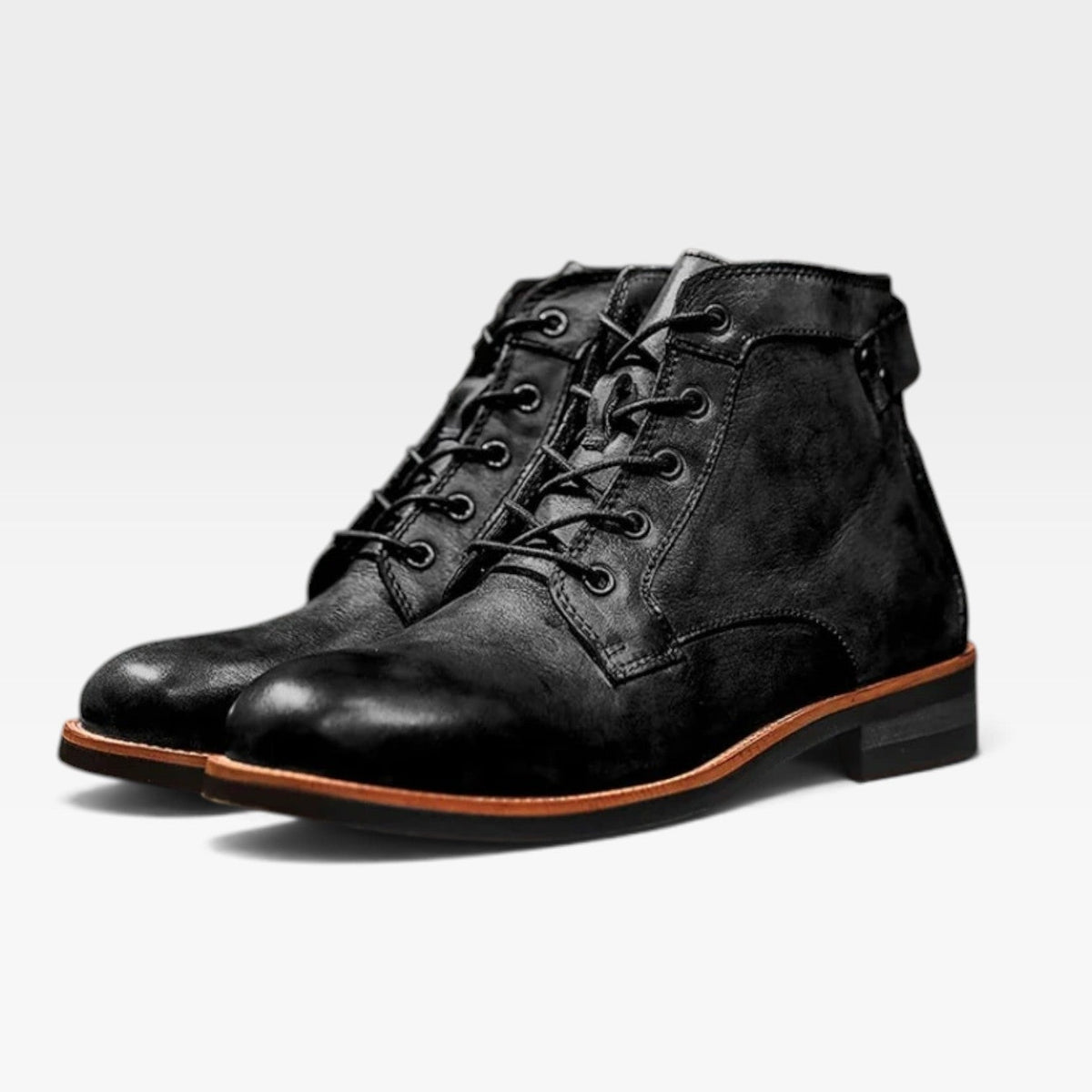 Veterboots heren enkellaarzen met gespdetail en blokhak