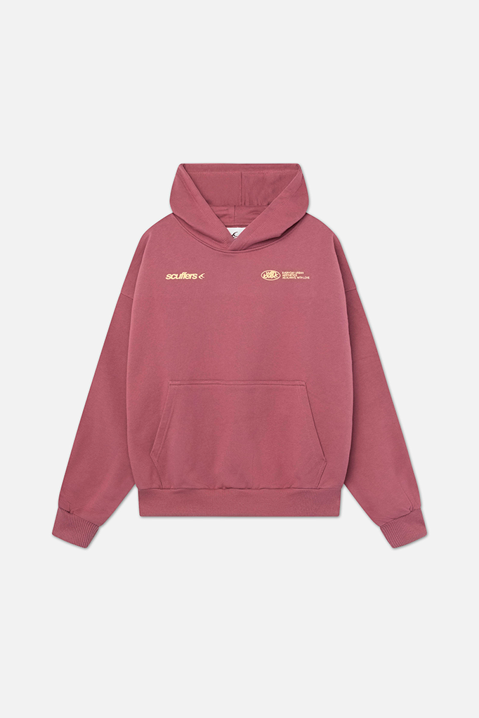 "Comfortabele, stijlvolle vrouwenhoodie in blauw, bordeauxroze; symbool van zelfliefde, ontspannen pasvorm, minimalistisch de