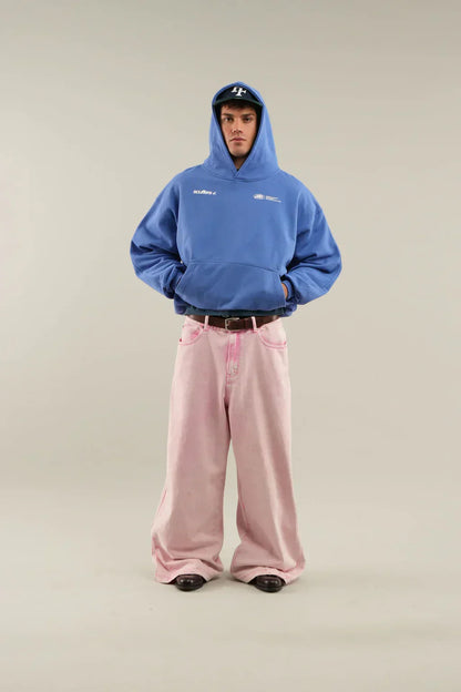 "Comfortabele, stijlvolle vrouwenhoodie in blauw, bordeauxroze; symbool van zelfliefde, ontspannen pasvorm, minimalistisch de