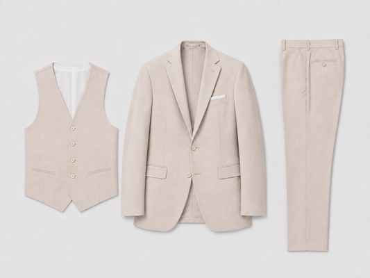 Slim fit 3-delig pak heren met gilet en pantalon voor bruiloft