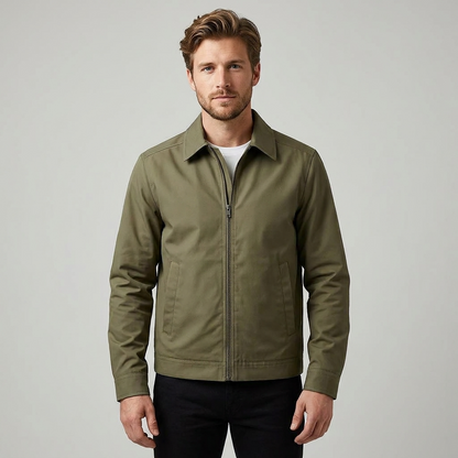 Harrington jas heren met ritssluiting en geruite voering