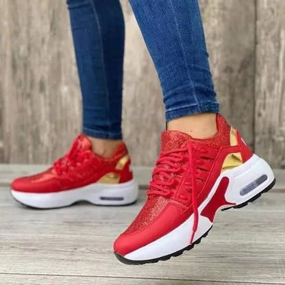 Chunky sneakers dames met veters en luchtkussen plateauzool