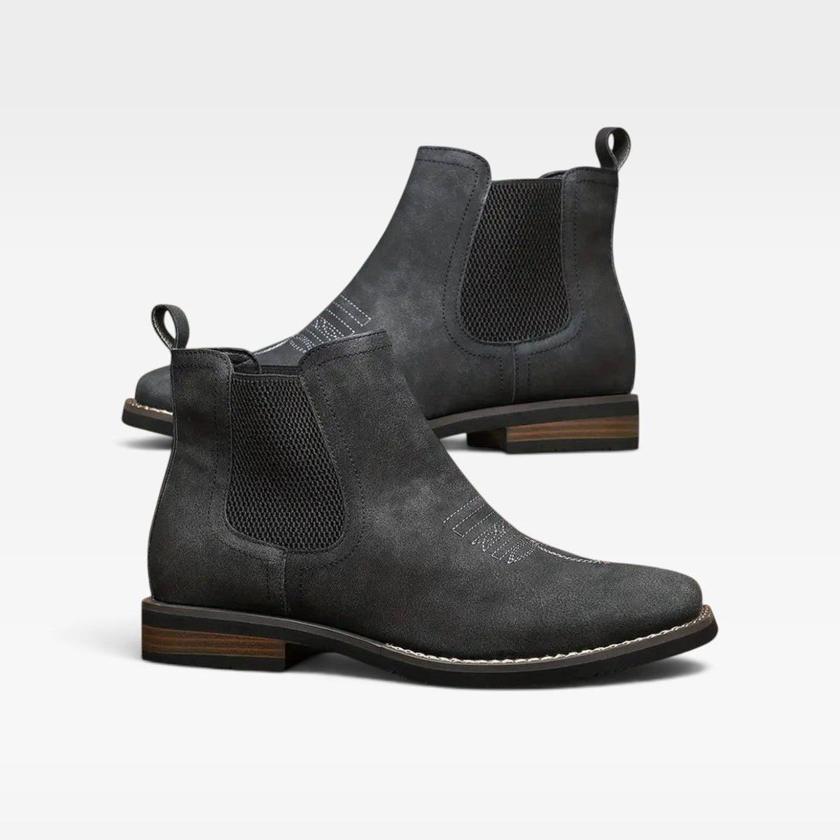 Instapbare chelsea boots heren met stretch zijpanelen en blokhak