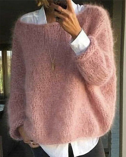 Oversized gebreide trui dames met boothals en lange mouwen