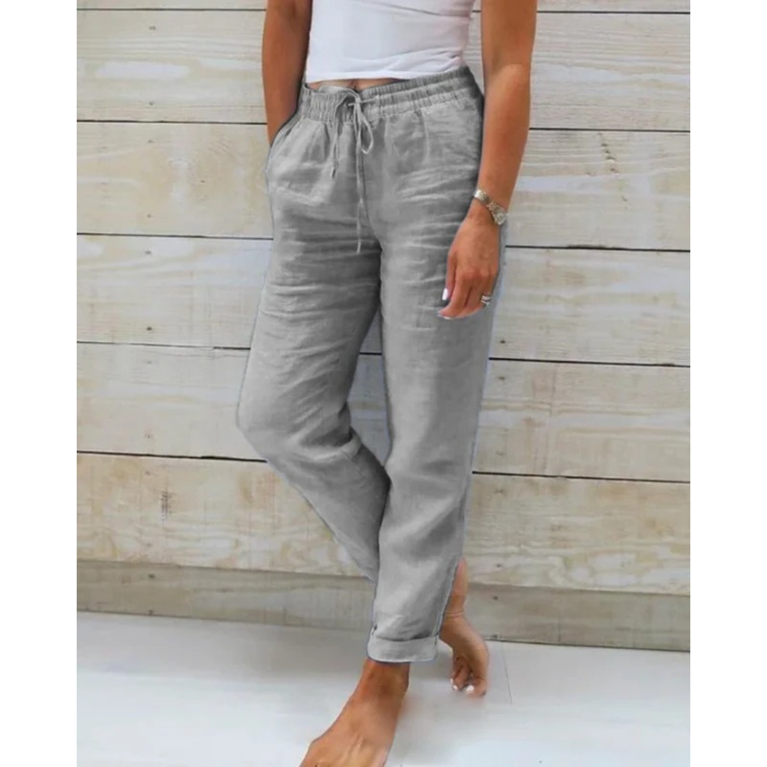 Losvallende broek dames met elastische taille en trekkoord