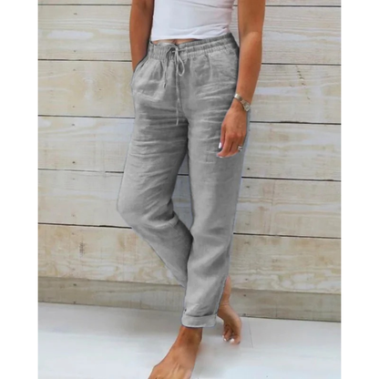 Losvallende broek dames met elastische taille en trekkoord