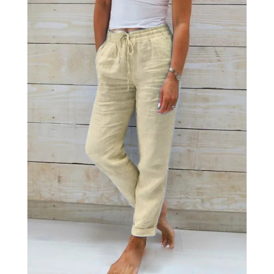 Losvallende broek dames met elastische taille en trekkoord