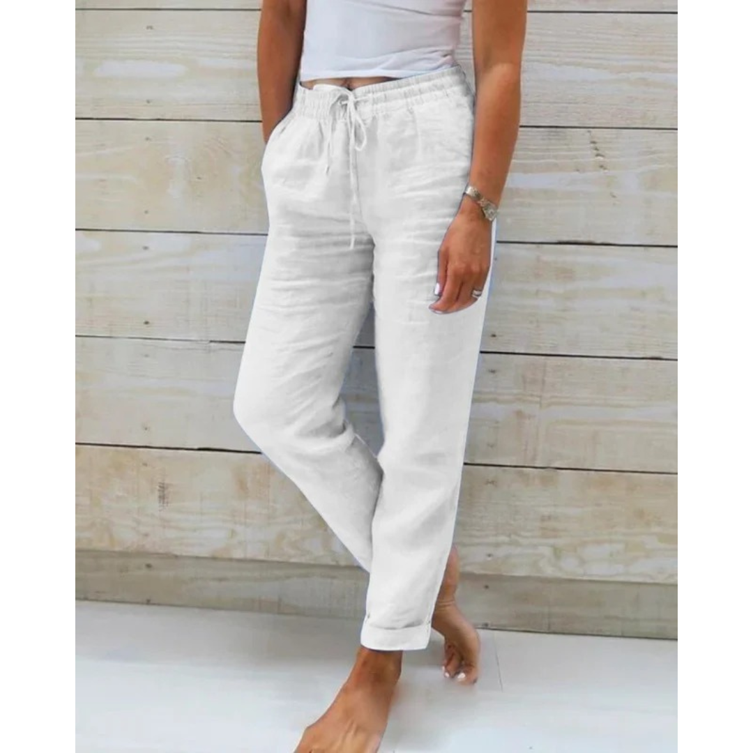 Losvallende broek dames met elastische taille en trekkoord