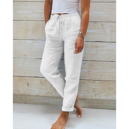 Losvallende broek dames met elastische taille en trekkoord