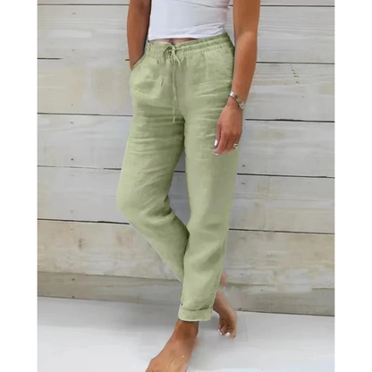 Losvallende broek dames met elastische taille en trekkoord