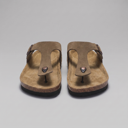 Teenslippers heren met verstelbare gesp en voorgevormd voetbed