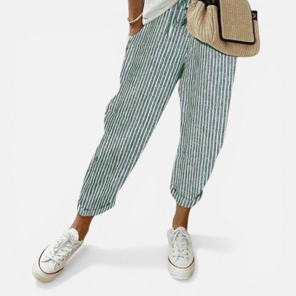 Losse zomerbroek met elastische tailleband en trekkoord voor dames