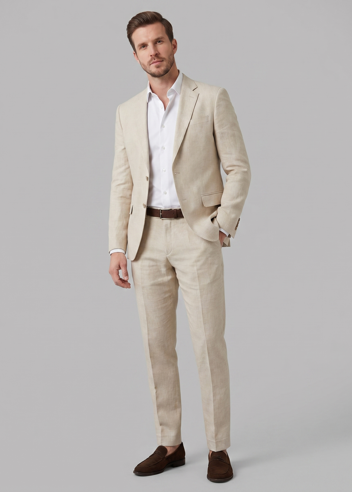 Tweedelig kostuum heren met tailored fit en tweeknoopssluiting