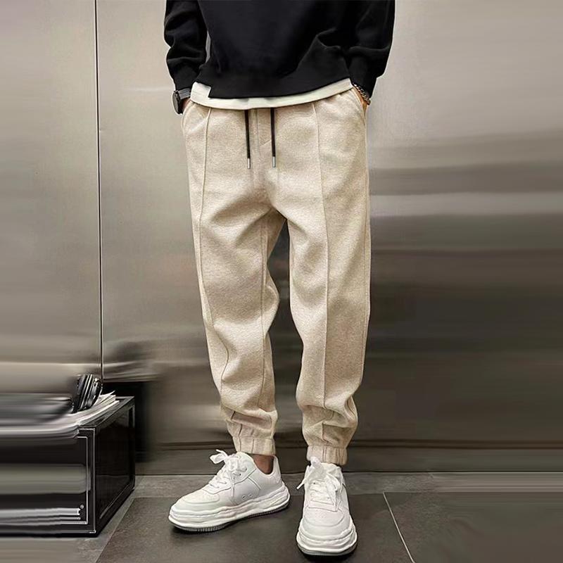 Tapered joggingbroek heren met elastische enkelboorden en trekkoord