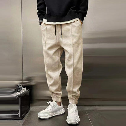 Tapered joggingbroek heren met elastische enkelboorden en trekkoord