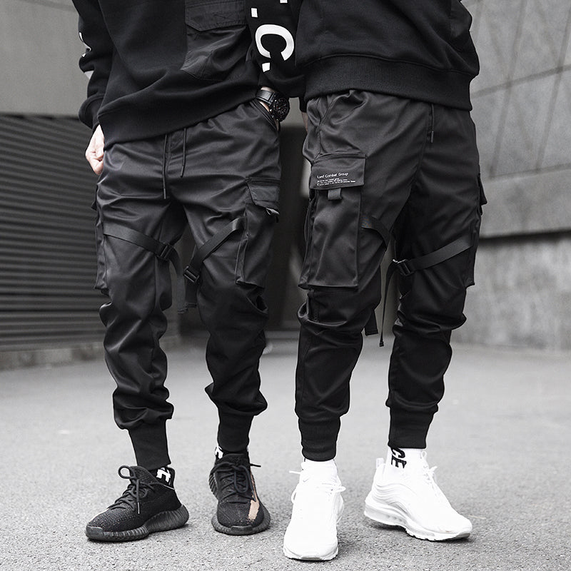 Tapered cargo joggingbroek met verstelbare banden en geribde boorden