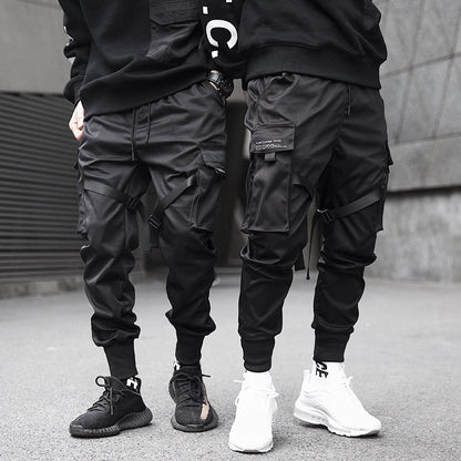 Tapered cargo joggingbroek met verstelbare banden en geribde boorden