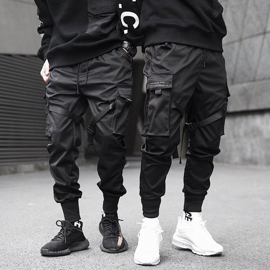 Tapered cargo joggingbroek met verstelbare banden en geribde boorden