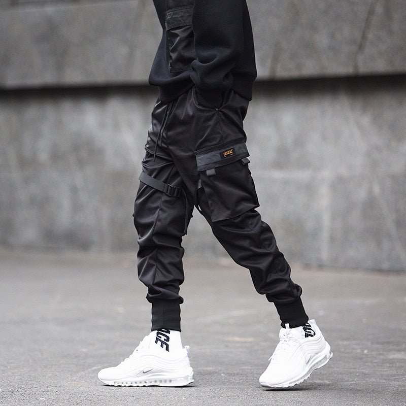 Tapered cargo joggingbroek met verstelbare banden en geribde boorden