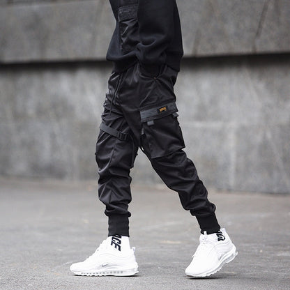 Tapered cargo joggingbroek met verstelbare banden en geribde boorden