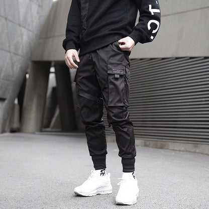 Tapered cargo joggingbroek met verstelbare banden en geribde boorden