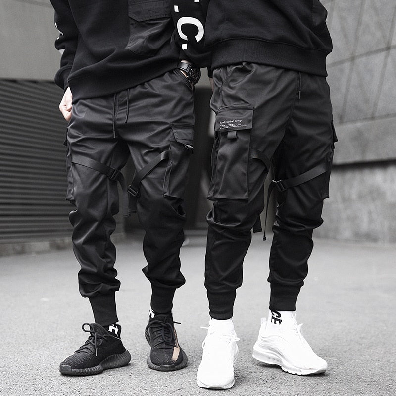 Tapered cargo joggingbroek met verstelbare banden en geribde boorden