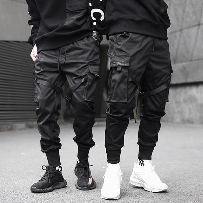 Tapered cargo joggingbroek met verstelbare banden en geribde boorden