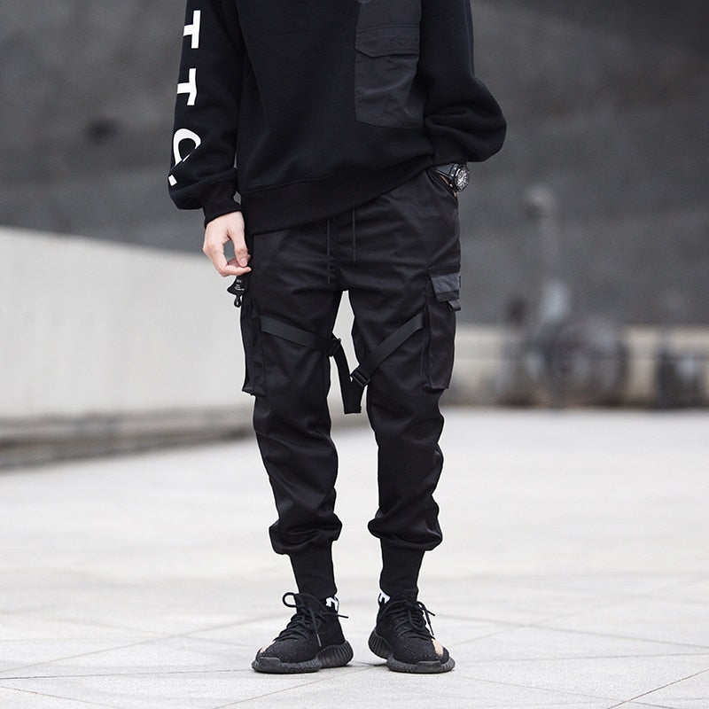 Tapered cargo joggingbroek met verstelbare banden en geribde boorden