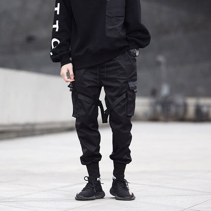 Tapered cargo joggingbroek met verstelbare banden en geribde boorden