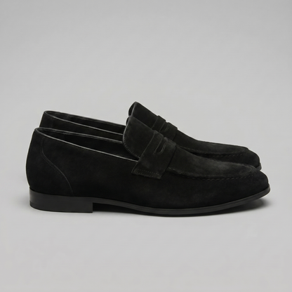 Penny loafers voor heren met wreefband en lage platte hak