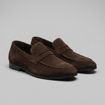 Penny loafers voor heren met wreefband en lage platte hak