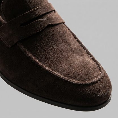 Penny loafers voor heren met wreefband en lage platte hak
