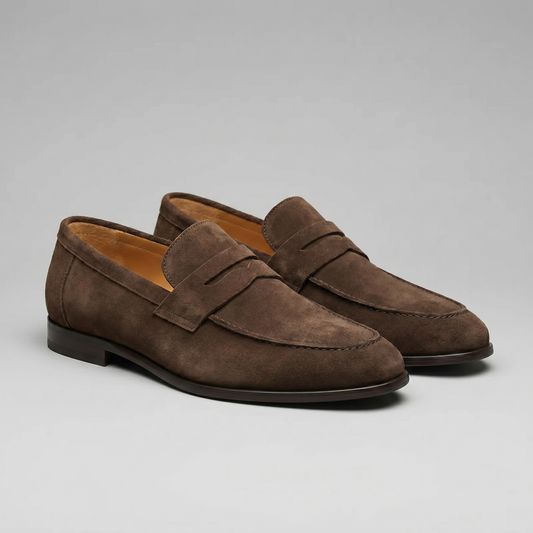 Penny loafers voor heren met wreefband en lage platte hak
