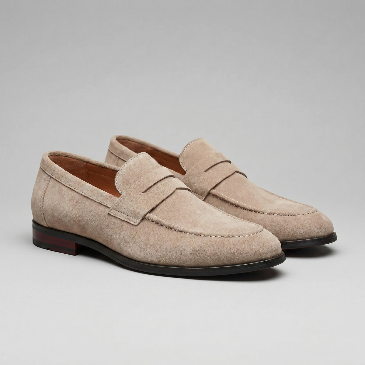 Penny loafers voor heren met wreefband en lage platte hak