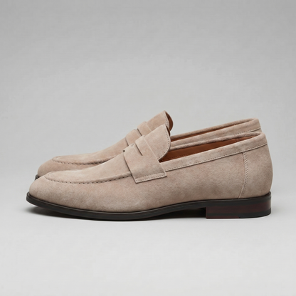 Penny loafers voor heren met wreefband en lage platte hak