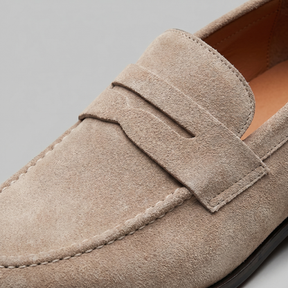 Penny loafers voor heren met wreefband en lage platte hak