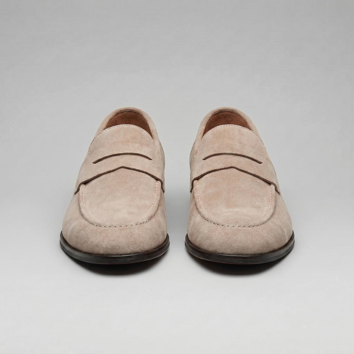 Penny loafers voor heren met wreefband en lage platte hak